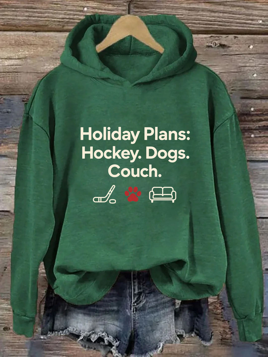 Holiday Plans: Hockey. Dogs. Couch Vintage-Style Hockey Hoodie