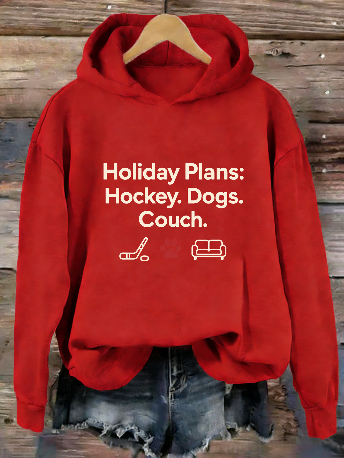 Holiday Plans: Hockey. Dogs. Couch Vintage-Style Hockey Hoodie