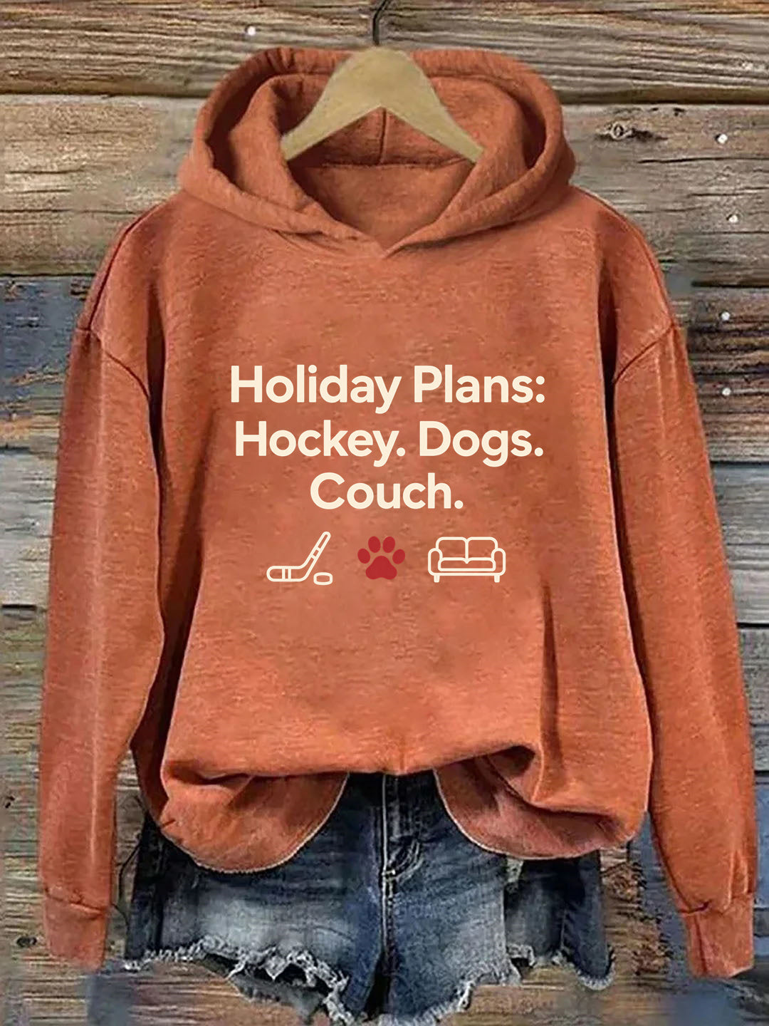 Holiday Plans: Hockey. Dogs. Couch Vintage-Style Hockey Hoodie