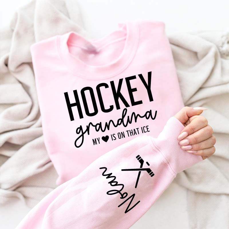 Custom Name Ice Hockey Grandma Sweatshirt