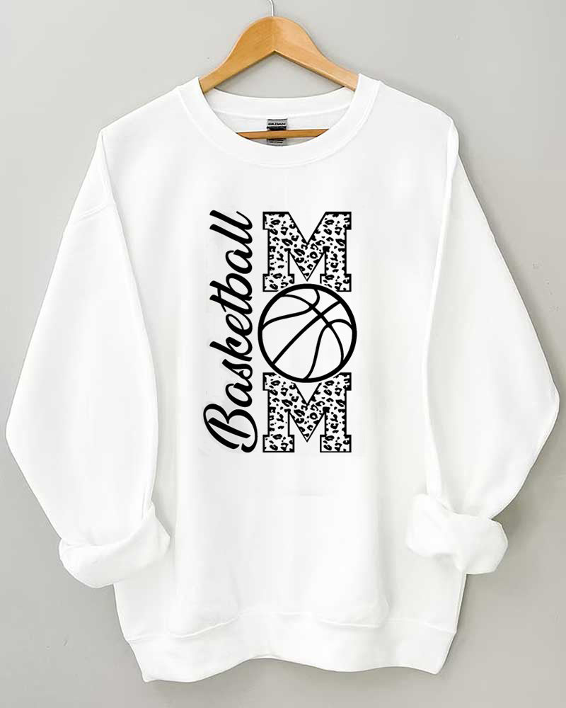 Basketball Mom Printed Crewneck Sweatshirt