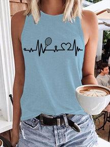 Women's Tennis Lovers Printed Casual Tank Top