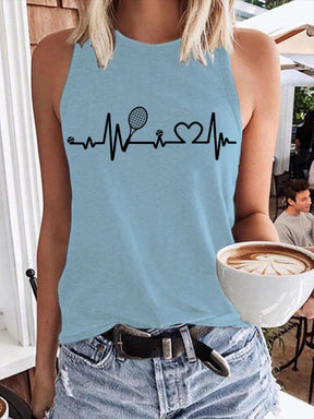 Women's Tennis Lovers Printed Casual Tank Top