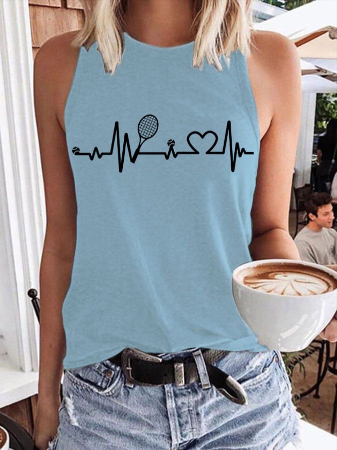 Women's Tennis Lovers Printed Casual Tank Top