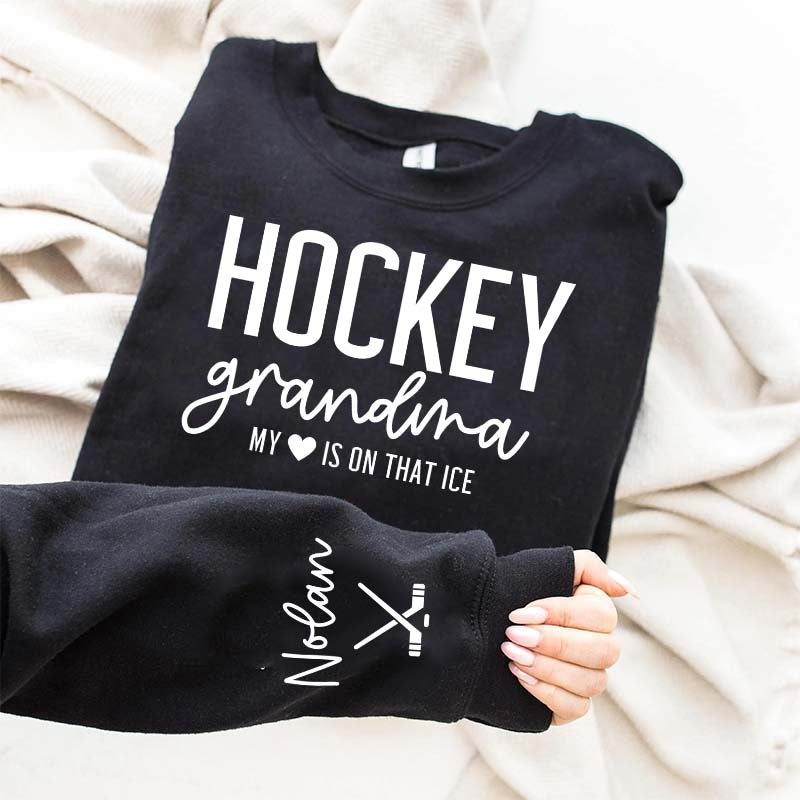 Custom Name Ice Hockey Grandma Sweatshirt
