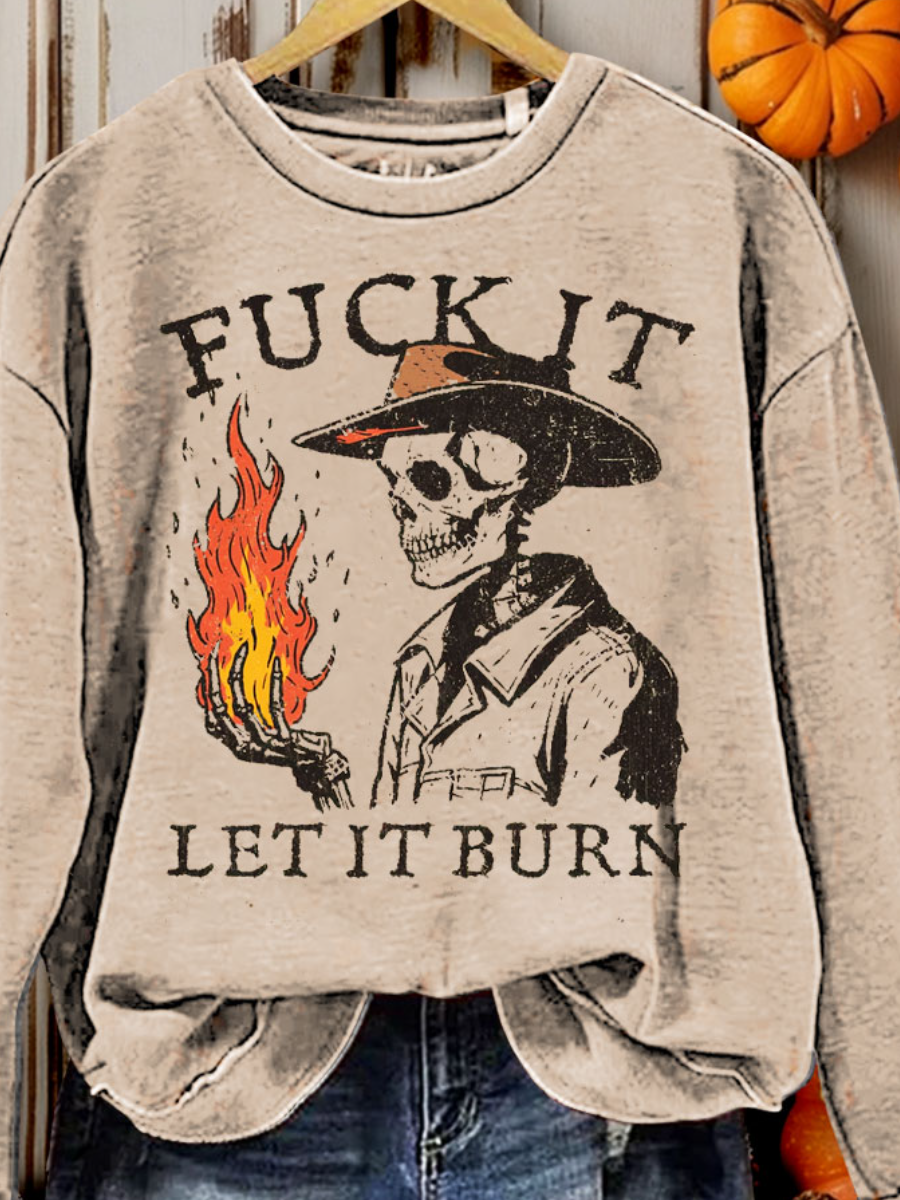 Let’s It Burn Halloween Art Print Casual Sweatshirt