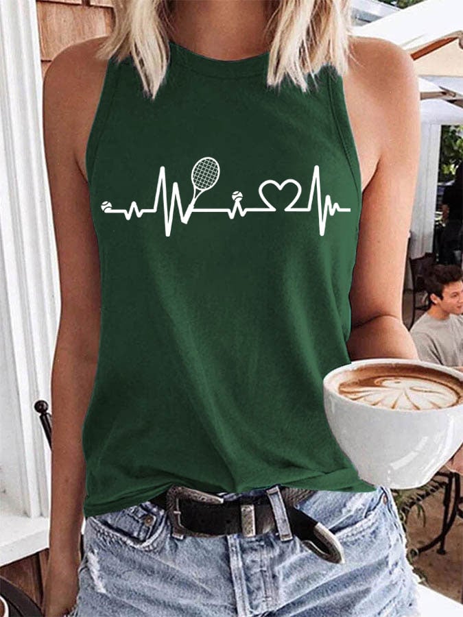 Women's Tennis Lovers Printed Casual Tank Top