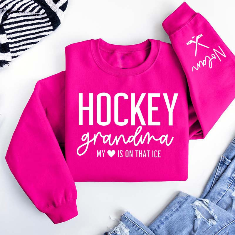 Custom Name Ice Hockey Grandma Sweatshirt