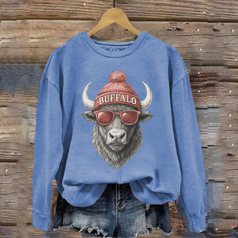 Retro Style Buffalo Football Mascot Sweatshirt