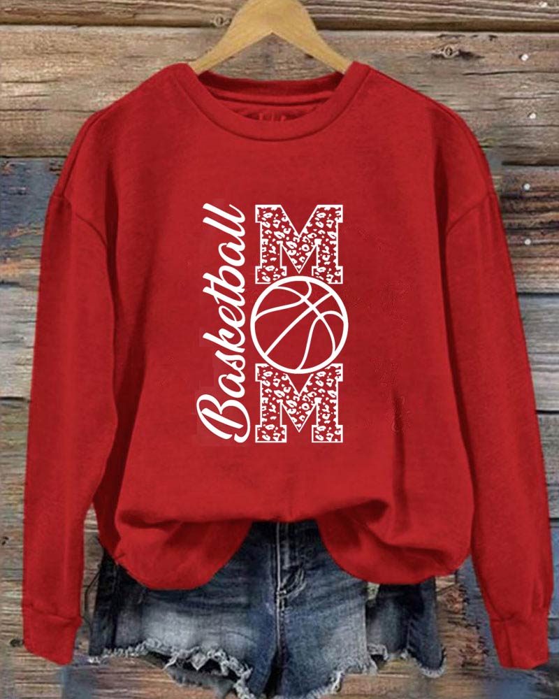 Basketball Mom Printed Crewneck Sweatshirt