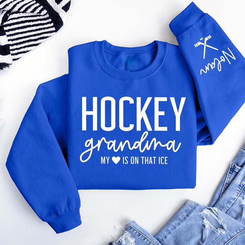 Custom Name Ice Hockey Grandma Sweatshirt