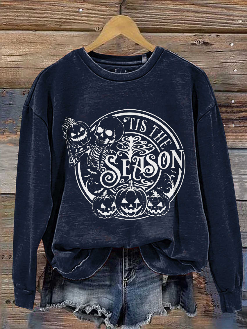 Tis The Season Halloween Casual Print Sweatshirt