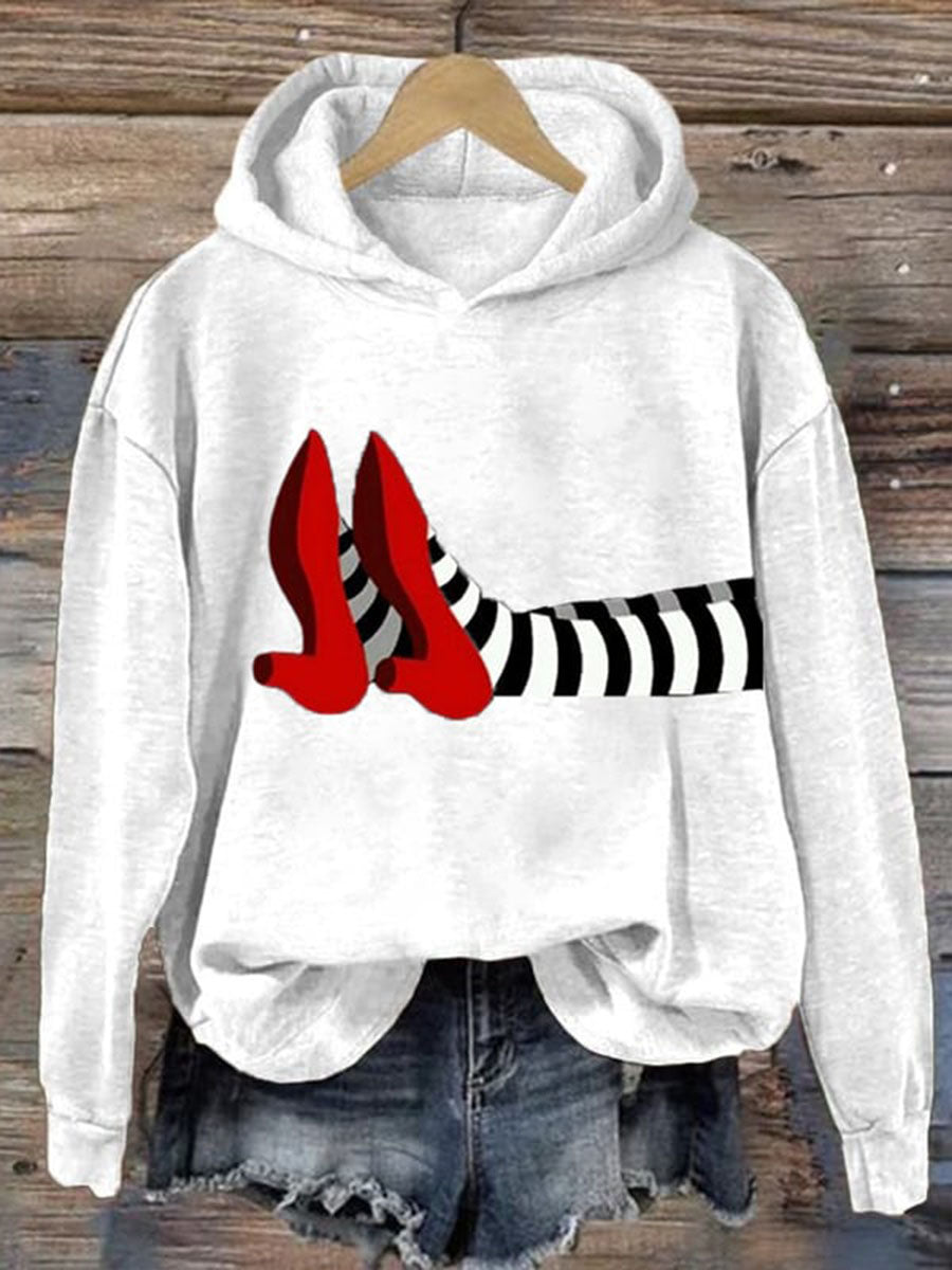 Halloween Red Shoes Print Casual Sweatshirt