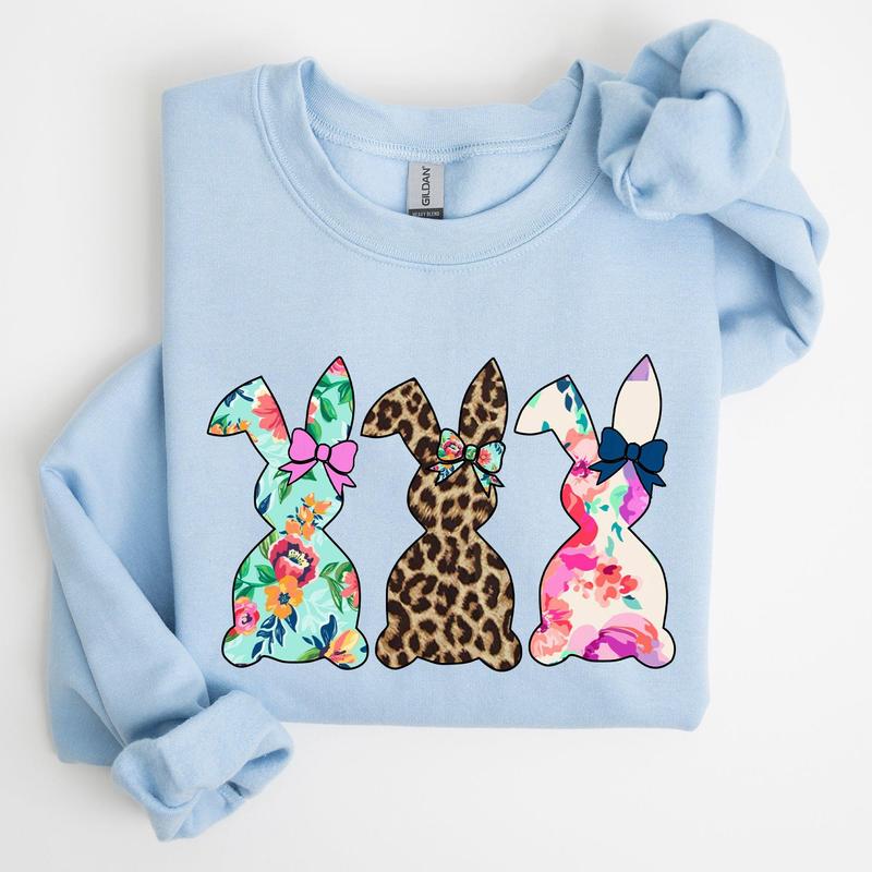 Retro Easter Rabbits, Floral, Leopard, Bunnies Sweatshirt