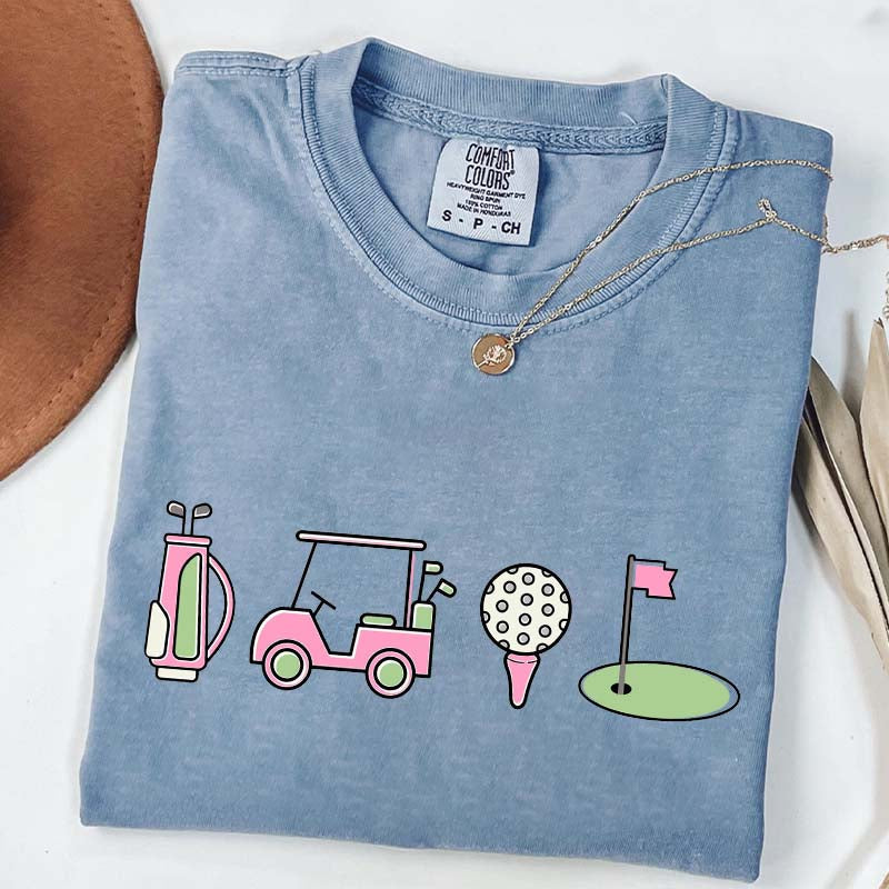 Pink Golf Cart Flag Lover T-Shirt
