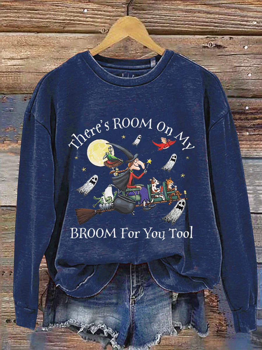 There's Room On My Broom For You Tool Dog Cat Witch Halloween Art Print Casual Sweatshirt