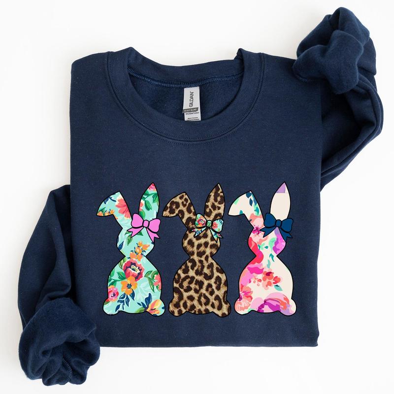 Retro Easter Rabbits, Floral, Leopard, Bunnies Sweatshirt