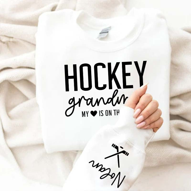 Custom Name Ice Hockey Grandma Sweatshirt