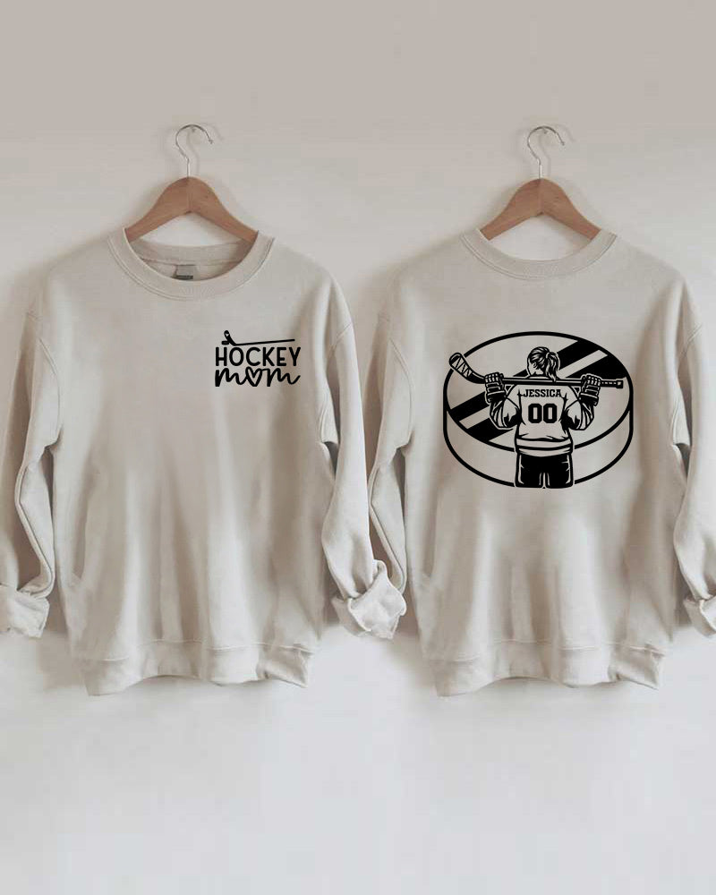 Customized Name Ice Hockey Mom Girl Player Sweatshirt