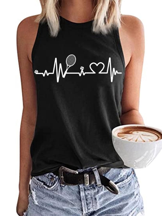 Women's Tennis Lovers Printed Casual Tank Top