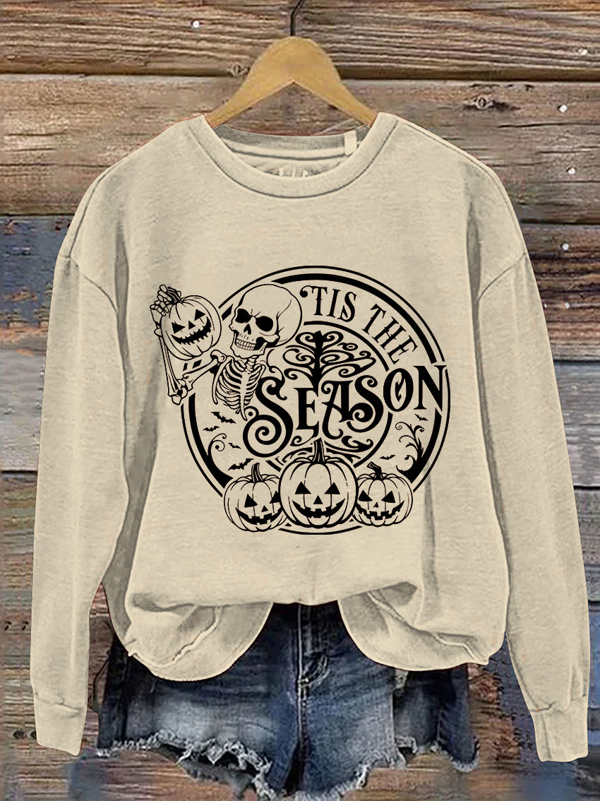 Tis The Season Halloween Casual Print Sweatshirt