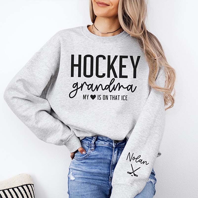 Custom Name Ice Hockey Grandma Sweatshirt