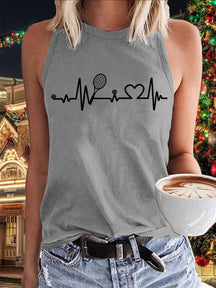 Women's Tennis Lovers Printed Casual Tank Top