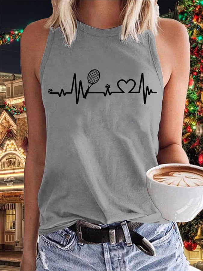 Women's Tennis Lovers Printed Casual Tank Top