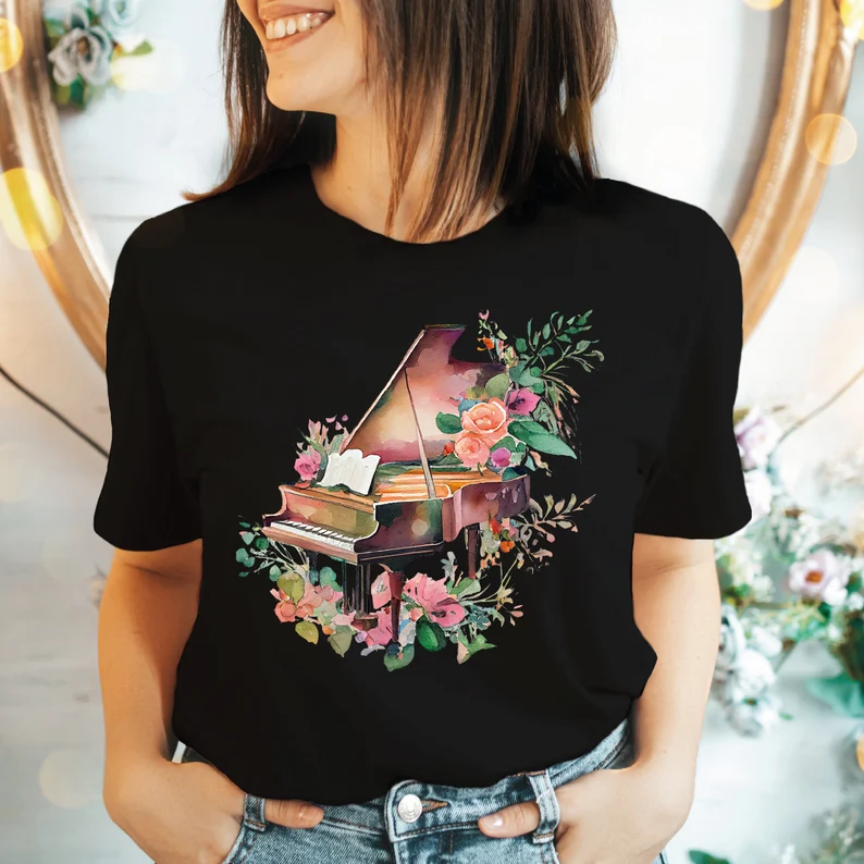 Flowers Piano T-shirt