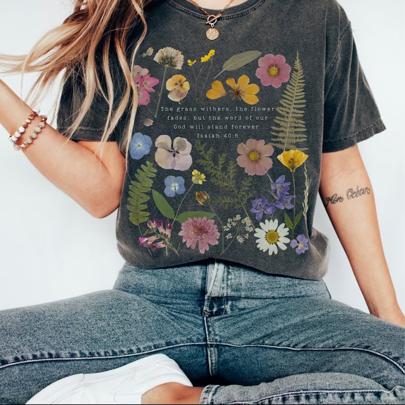 Pressed Flower Christian Graphic T-shirt