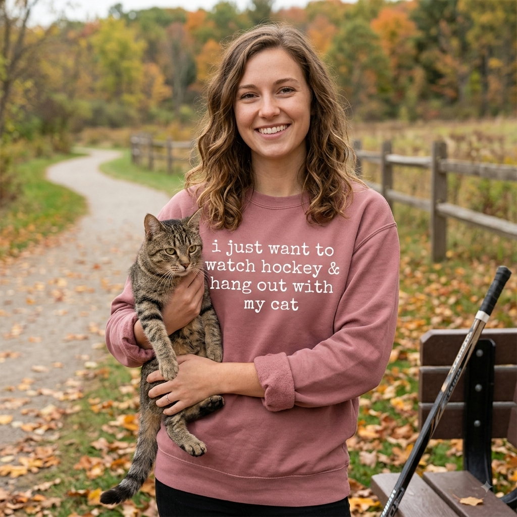 I Just Want to watch hockey and Hang Out Cat Sweatshirt