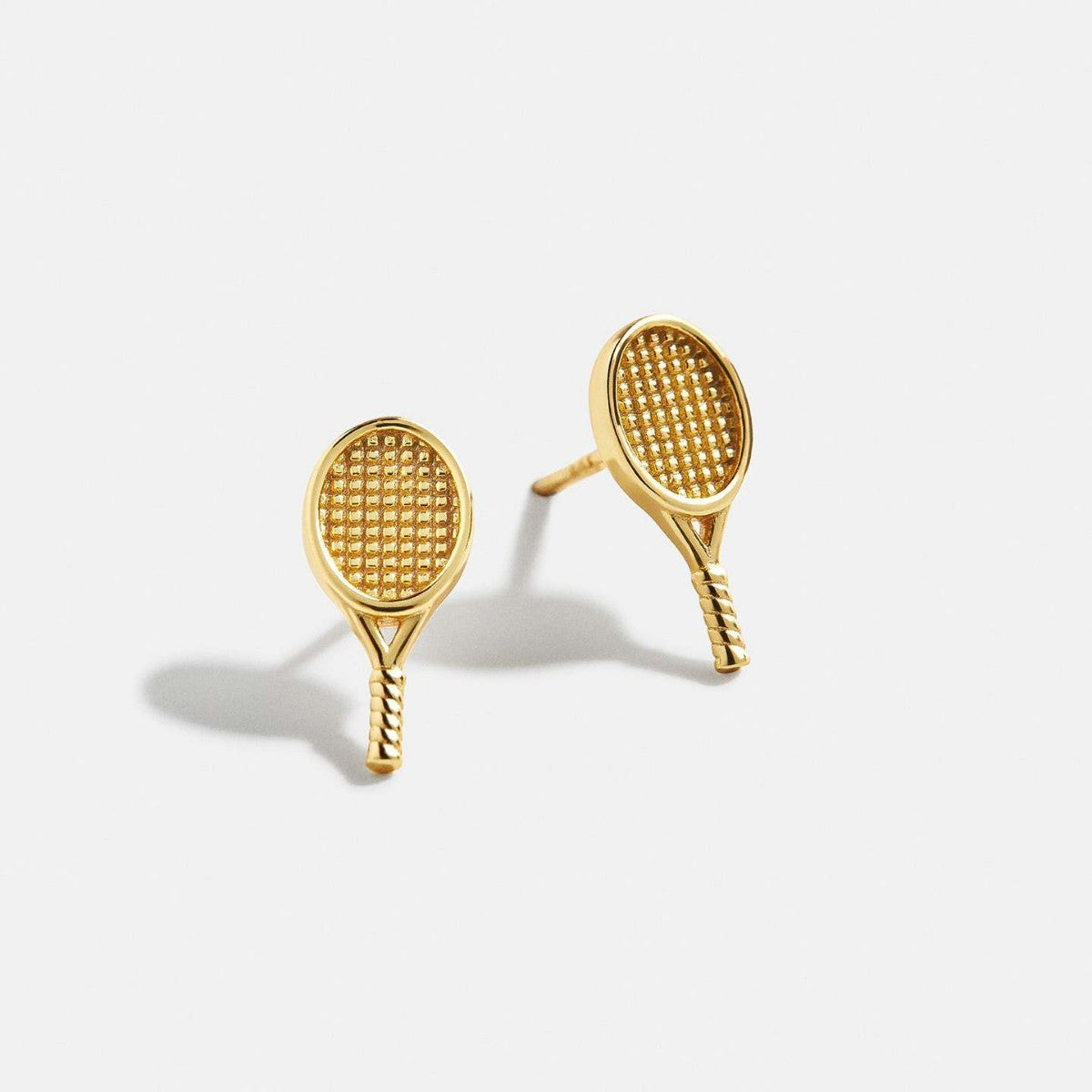 Match point pave tennis racket & ball stud earrings