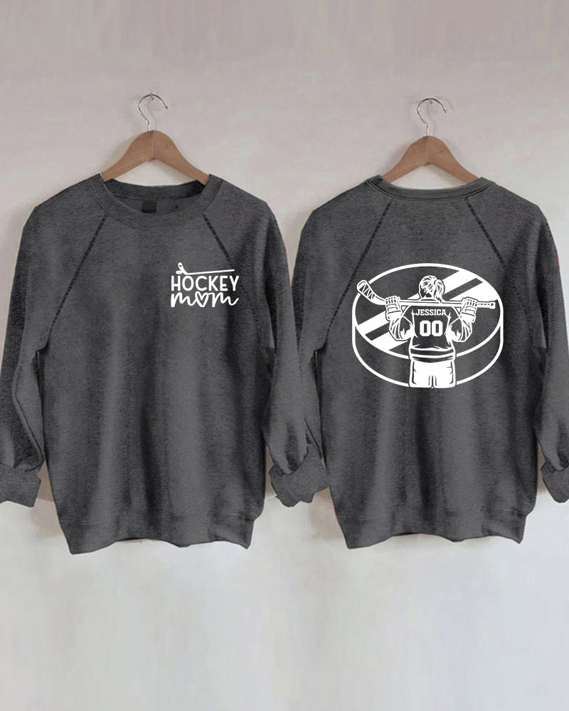Customized Name Ice Hockey Mom Girl Player Sweatshirt