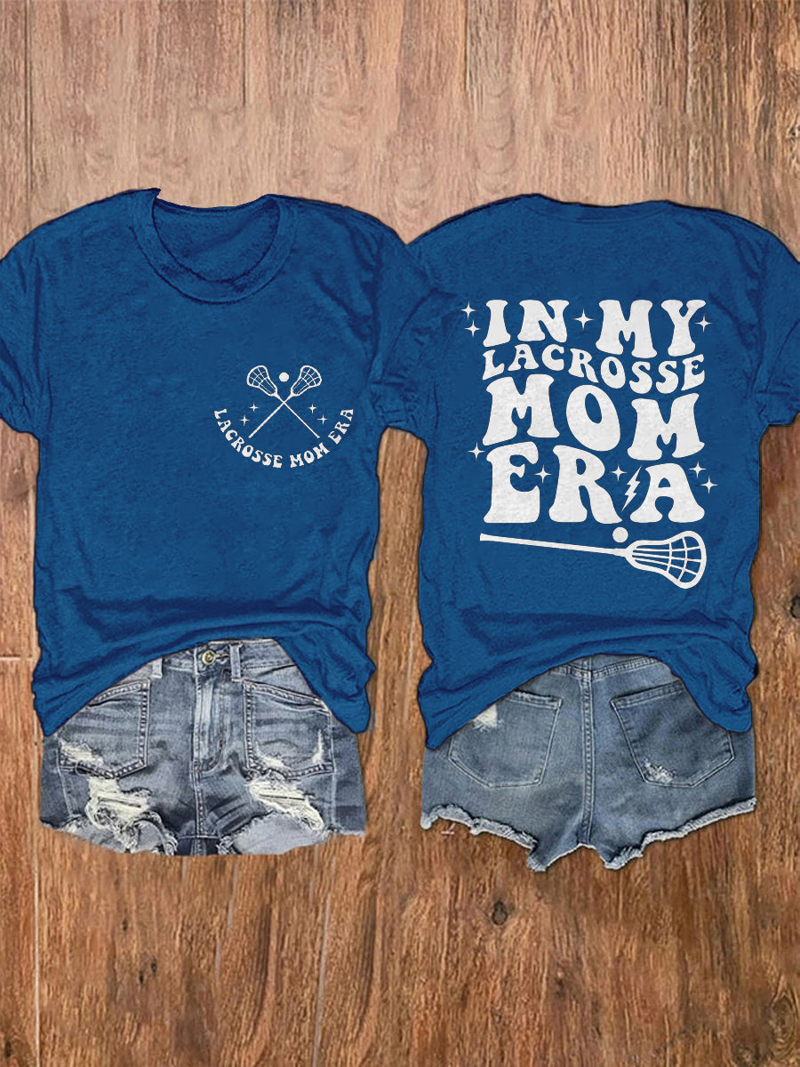 In My Lacrosse Mom Era Retro Game Day Mother's Day Casual Print T-shirt