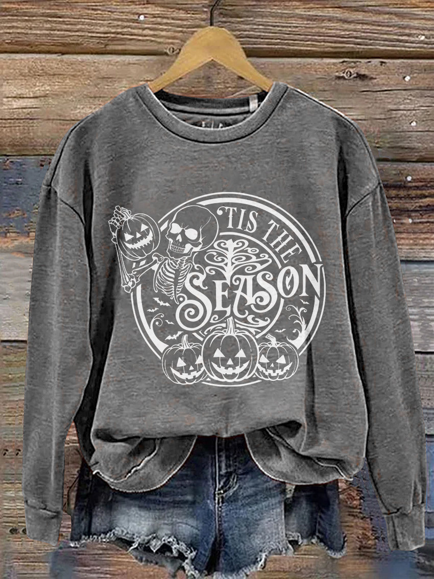 Tis The Season Halloween Casual Print Sweatshirt