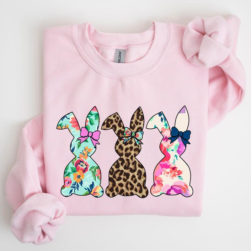 Retro Easter Rabbits, Floral, Leopard, Bunnies Sweatshirt