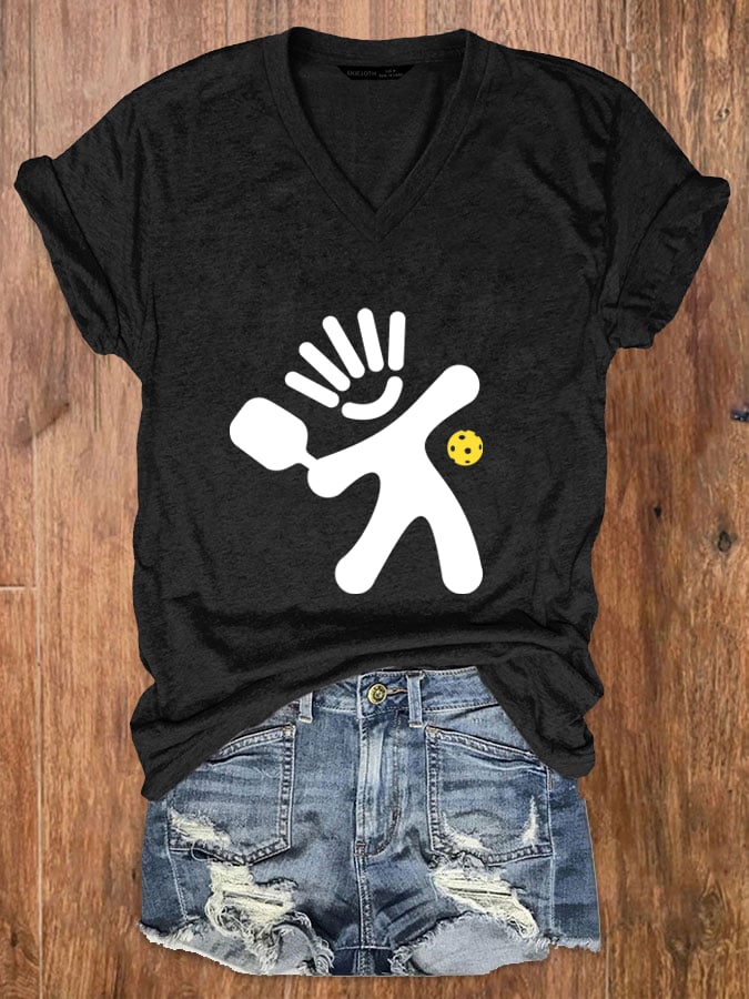 Women's Fun Pickleball V-Neck T-Shirt
