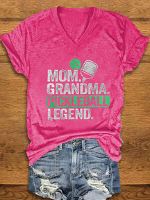 Women's "Mom Grandma Pickleball Legend" Printed T-Shirt