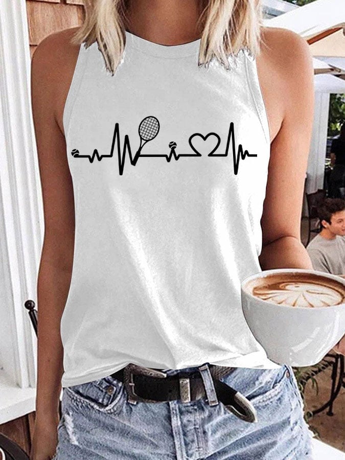 Women's Tennis Lovers Printed Casual Tank Top
