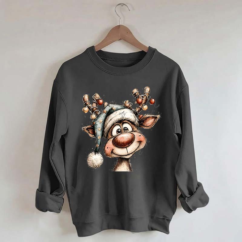 Retro Reindeer Merry Christmas Sweatshirt