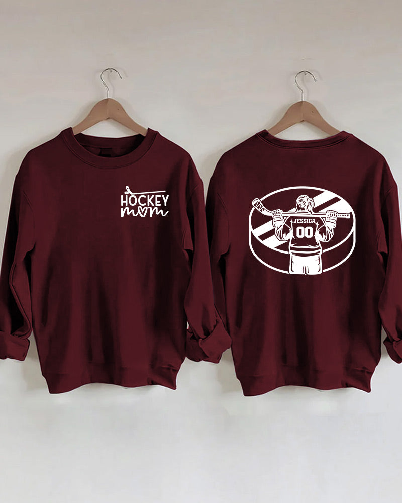 Customized Name Ice Hockey Mom Girl Player Sweatshirt