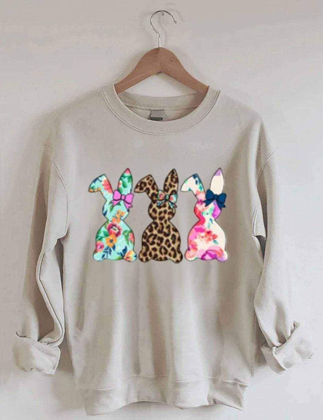 Retro Easter Rabbits, Floral, Leopard, Bunnies Sweatshirt