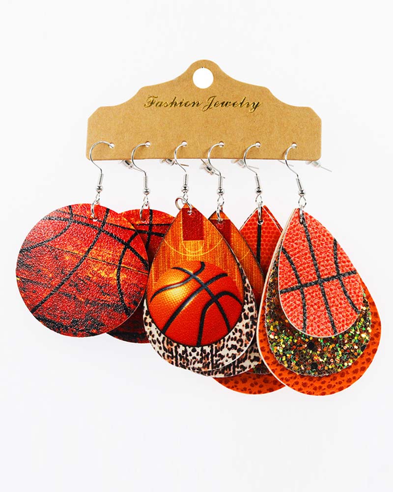3 Pairs Basketball Earrings