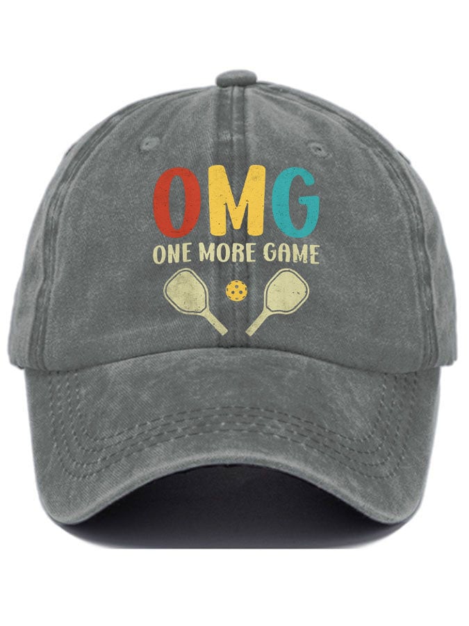 Pickleball enthusiast “OMG-One-more-game” printed hat
