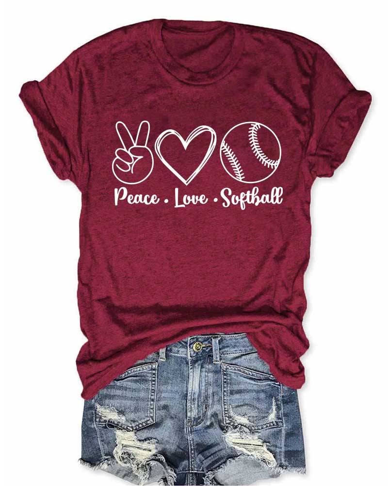 Peace Love Softball T-Shirt