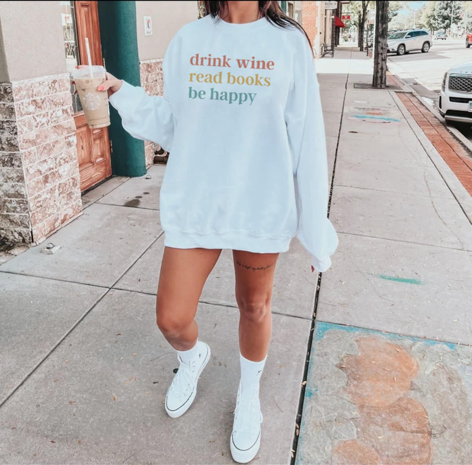 Drink Wine Read Books Be Happy Sweatshirt