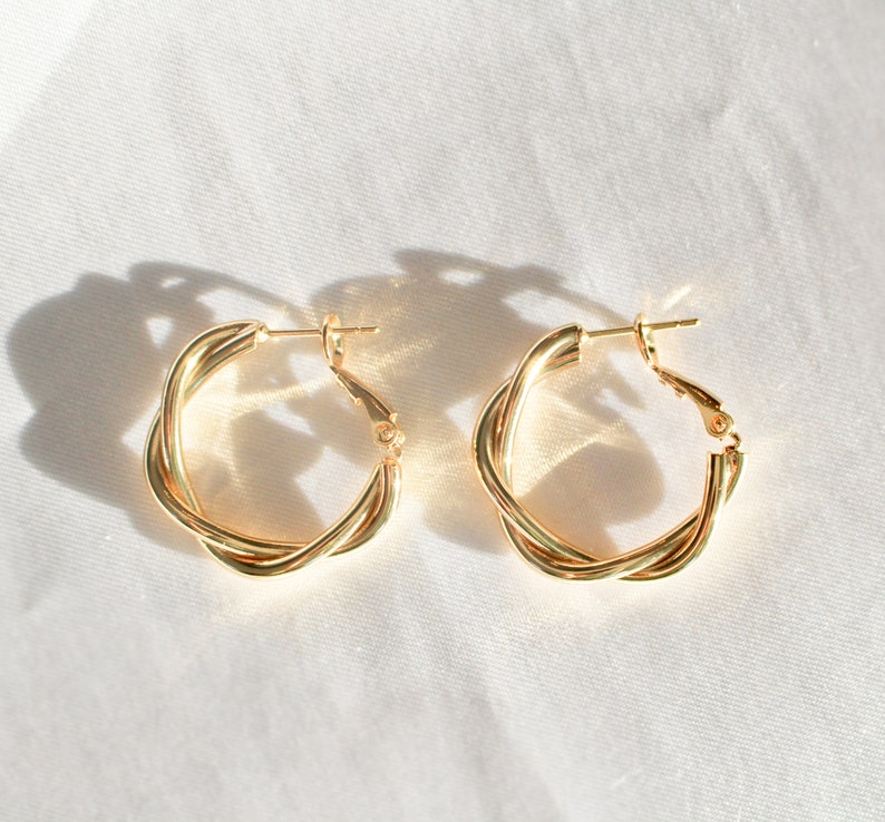14K Gold Twisted Earrings