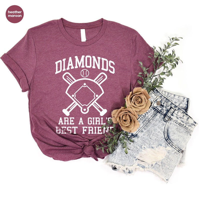 Diamonds Are A Girls Best Friend Softball T-shirt