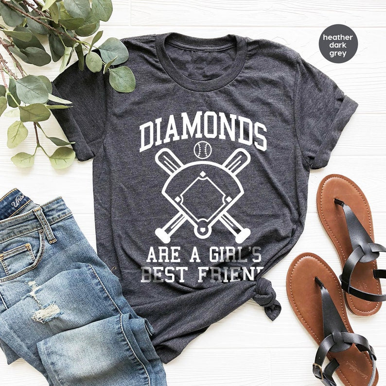 Diamonds Are A Girls Best Friend Softball T-shirt