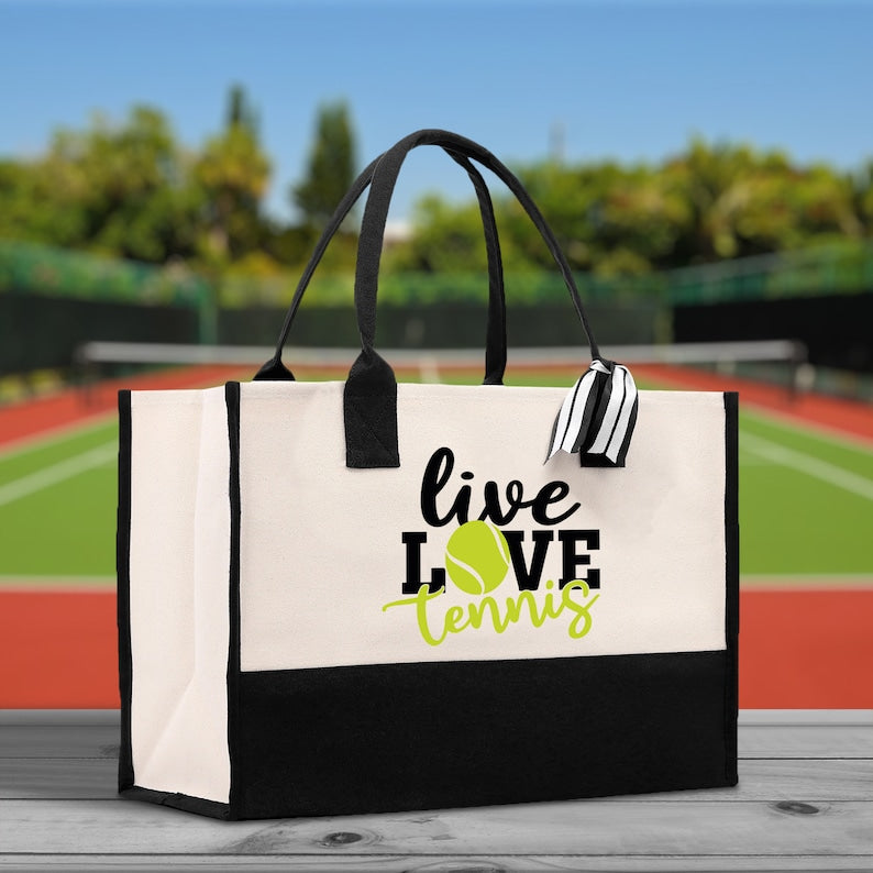 Live Love Tennis Canvas Tote Bag